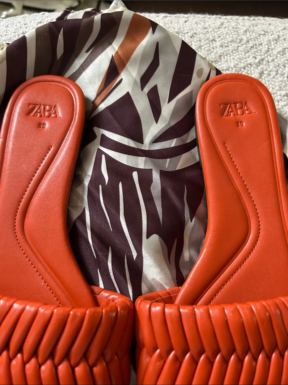 Zara Braided Slide Sandals in Orange-Red - Picture 2 of 4